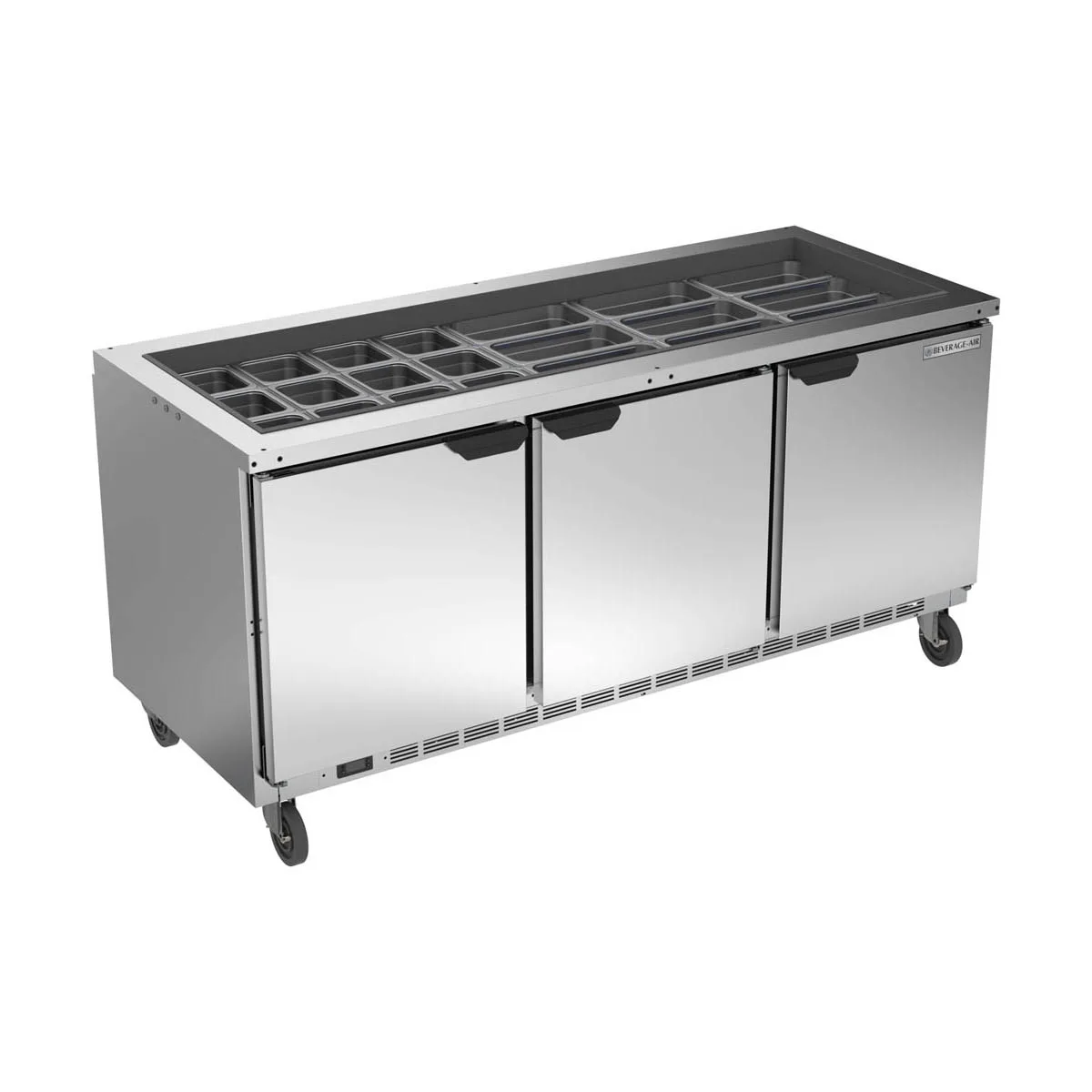 Beverage Air SPE72HC-30-S 72" Three Section Sandwich/Salad Prep Table w/ 3 Doors, 20 cu. ft.
