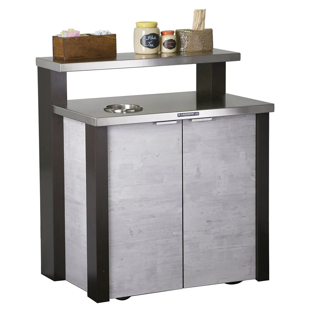 Lakeside 155045 Stainless Steel Waitress Station with 11D Overshelf and 8 Waste Chute