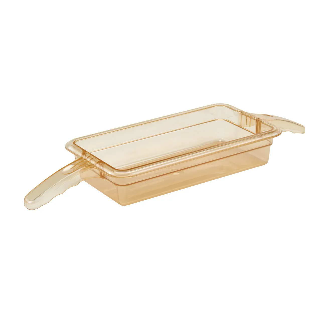 Cambro 32HP2H150 H‑Pan 1/3‑Size, 2‑1/2″ Deep Amber Plastic Pan, Handle, -40°F to 375°F, NSF