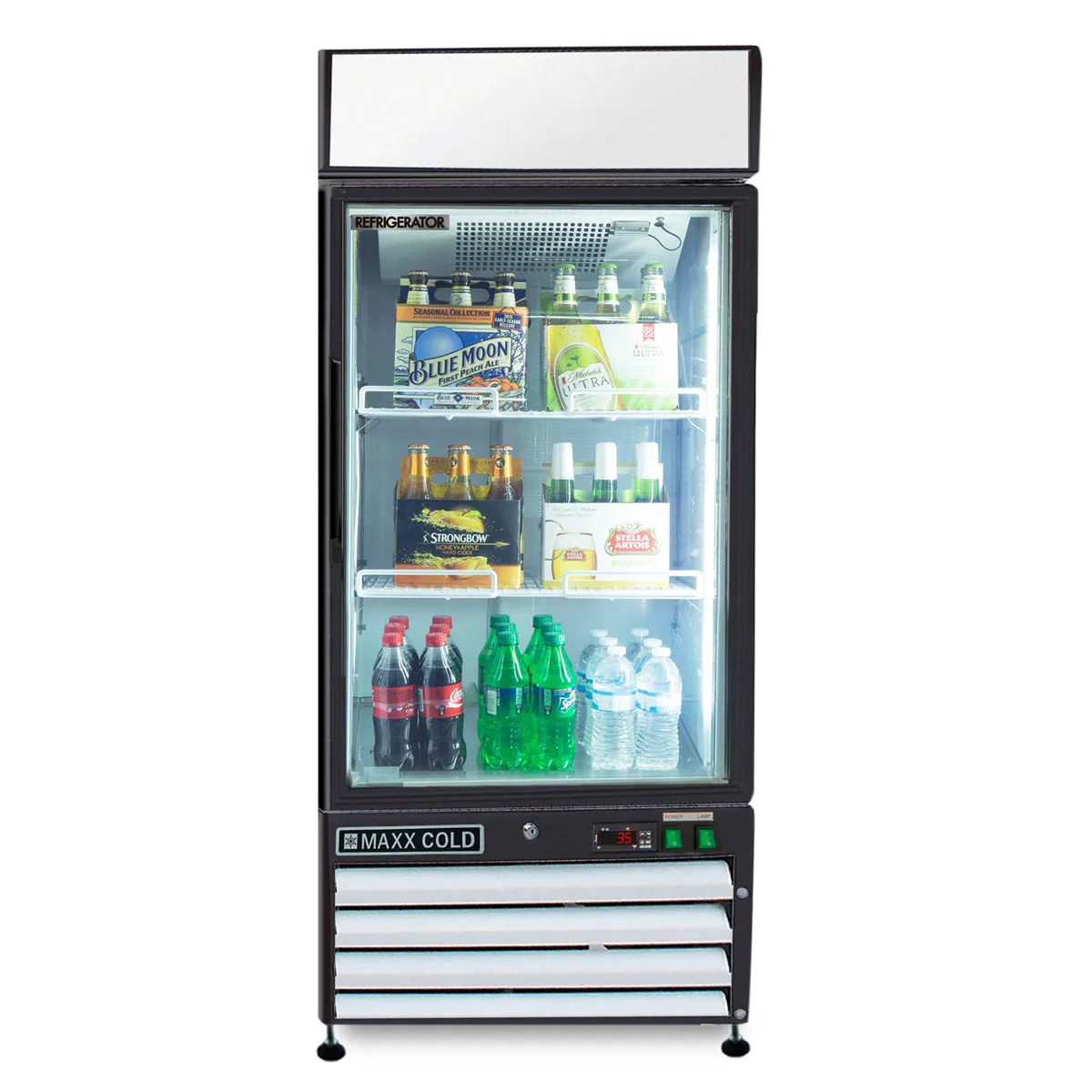 Maxx Cold MXM1-12RHC 25" Merchandiser Refrigerator in White, w/ Glass Door, 12 cu.ft. 