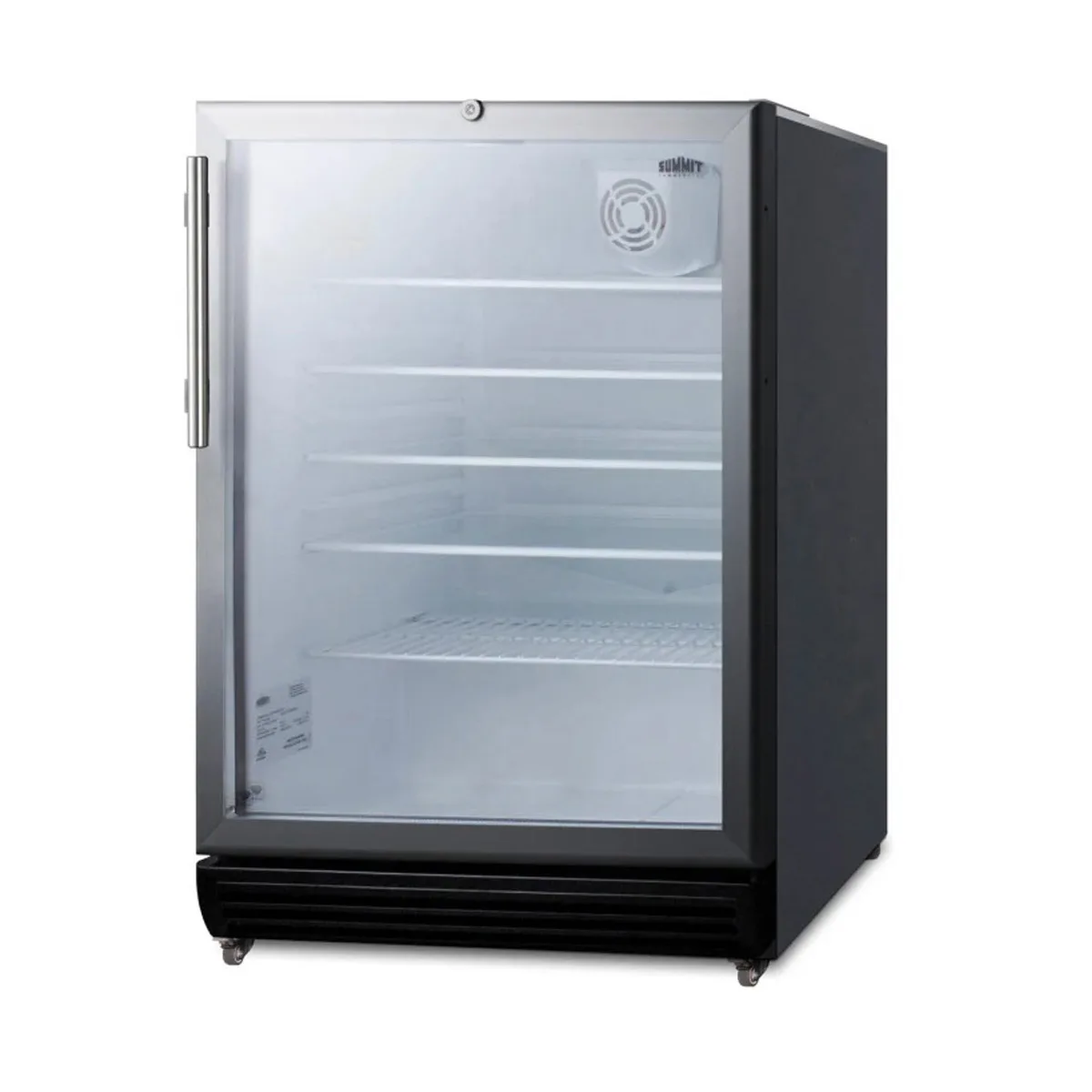 Summit SCR600BGLMBL - 23" Countertop Glass Door Refrigerator, 5.5 cu.ft., Black, Steel Top, 115V UL/ETL
