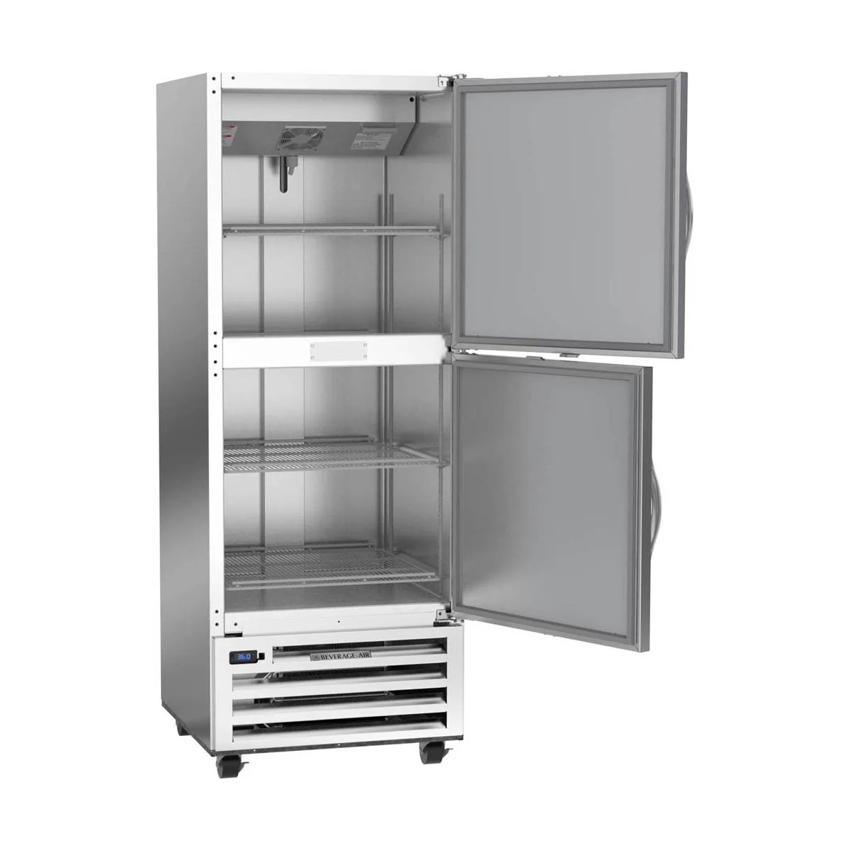 Beverage Air RI18HC-HS 27" 1-Section Reach-In Refrigerator w/ 2 Solid Half Doors, Bottom Mounted, 1/4 hp, 17 cu. ft.