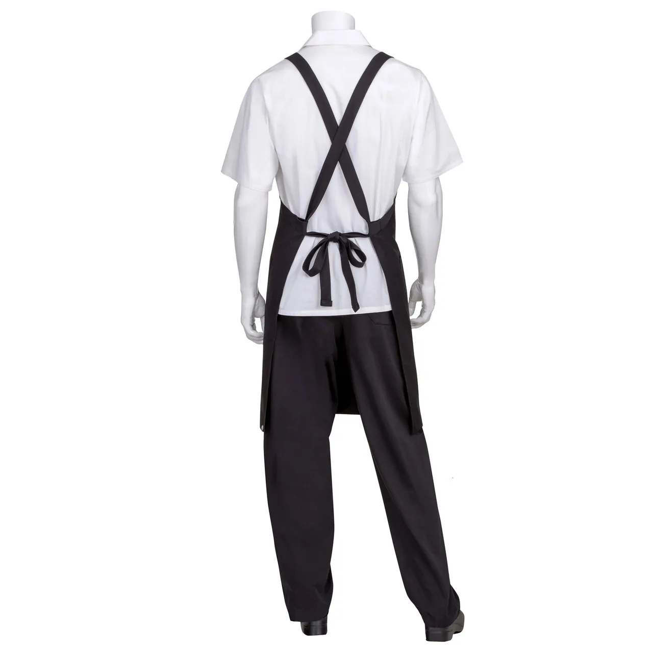 Chef Works F35 -BLK-0 Bib Apron, 35-1/2"L x 31"W, Cross-Back Ties, 2 Pockets, Poly/Cotton, Black