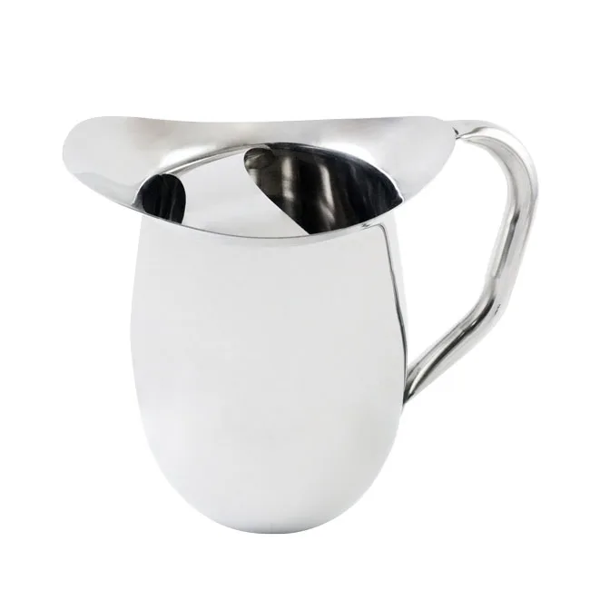 Omcan USA 80861 - 3-Qt Stainless Steel Bell Water Pitcher with Ice Guard, 96-128 oz