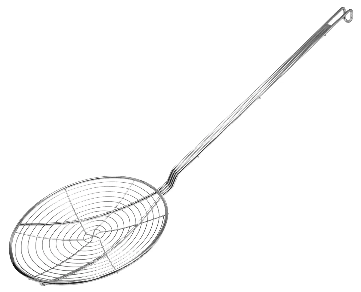 Omcan USA 81077 Skimmer – 9" Diameter Spiral Wire Basket, Stainless, Nickel 17½" Handle, 28" Length