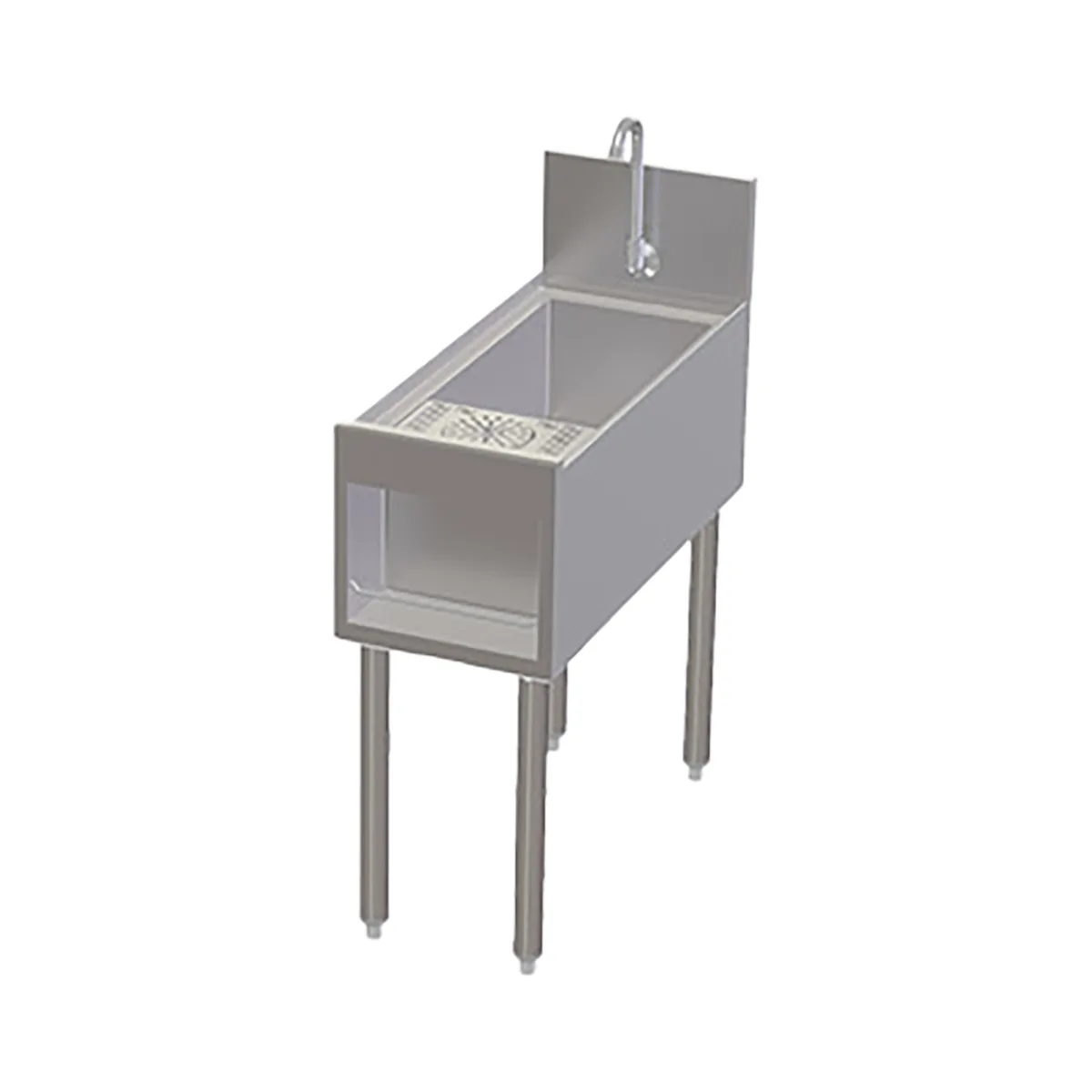 Perlick TSCE12PS-RC 12" Underbar Sink Units, 1 Compartment with Glass Rinser - No Drainboard