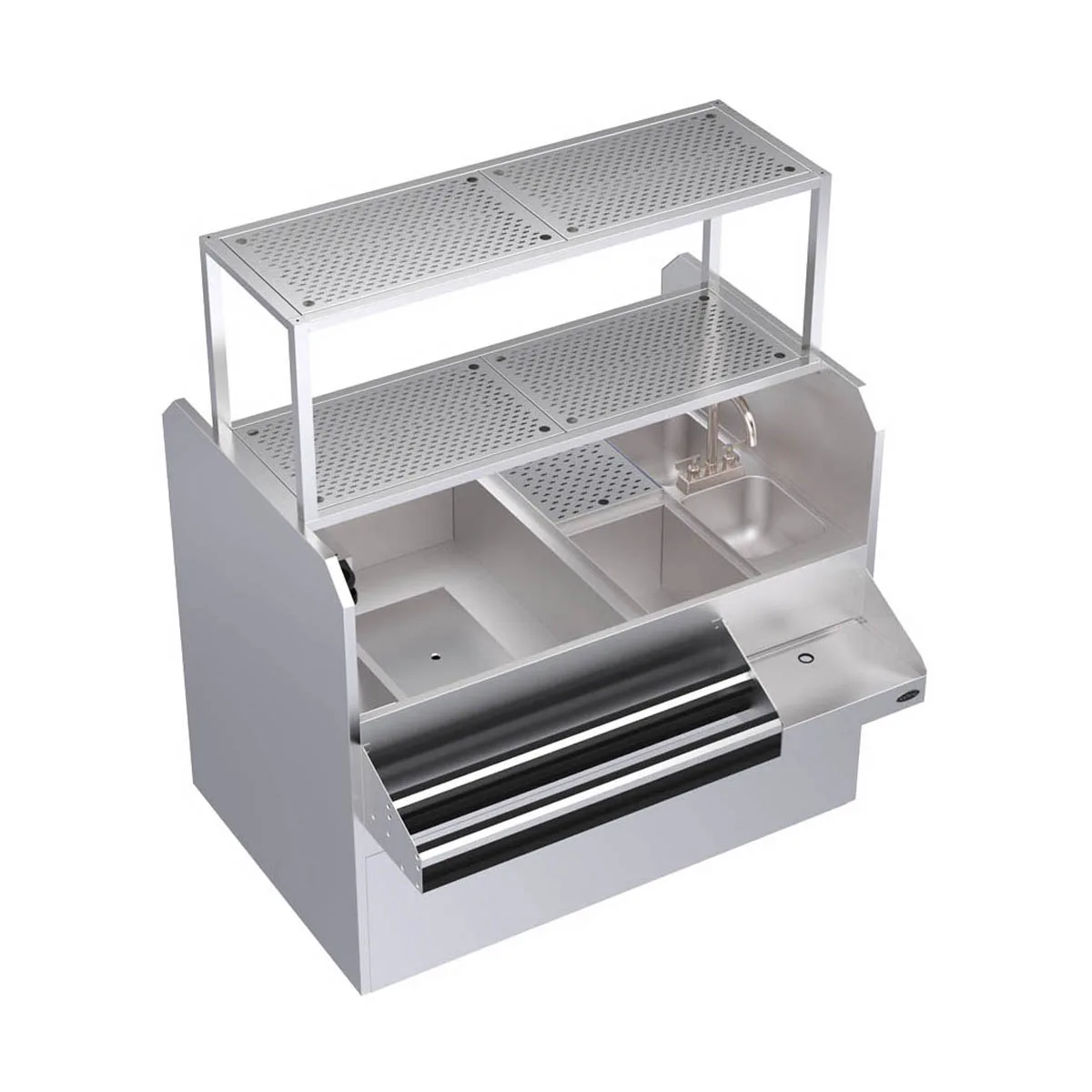 Krowne KRPT-54BLP-10 54" Pass-Thru Combo Underbar Ice Bin/Cocktail Station w/ 10 Circuit - Left