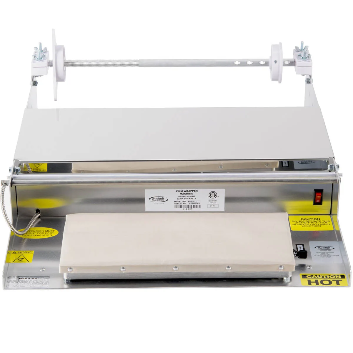 Winholt WHSS-1 Countertop Film Wrapping Dispenser, 6"x15" Teflon Hot Plate, Aluminum & Stainless Steel, 115V, 8A