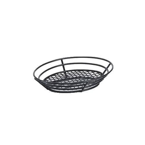 GET 4-38808 Oval Basket, 8" x 6" x 2-1/4", Iron Polyethylene Coated, Black