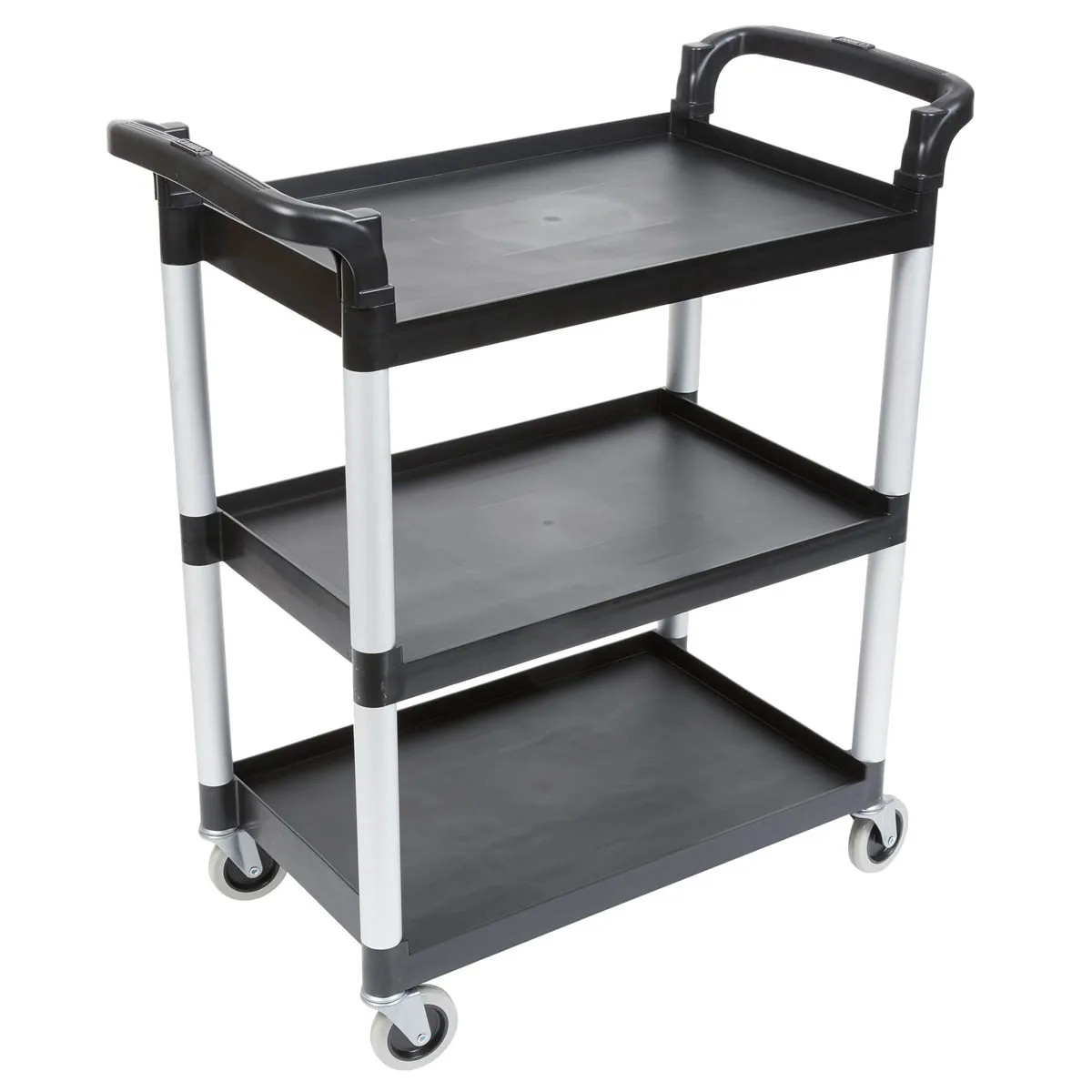 Cambro BC331KD110 Black Polyethylene 3-Shelf Service Cart w/ 300 lb Capacity