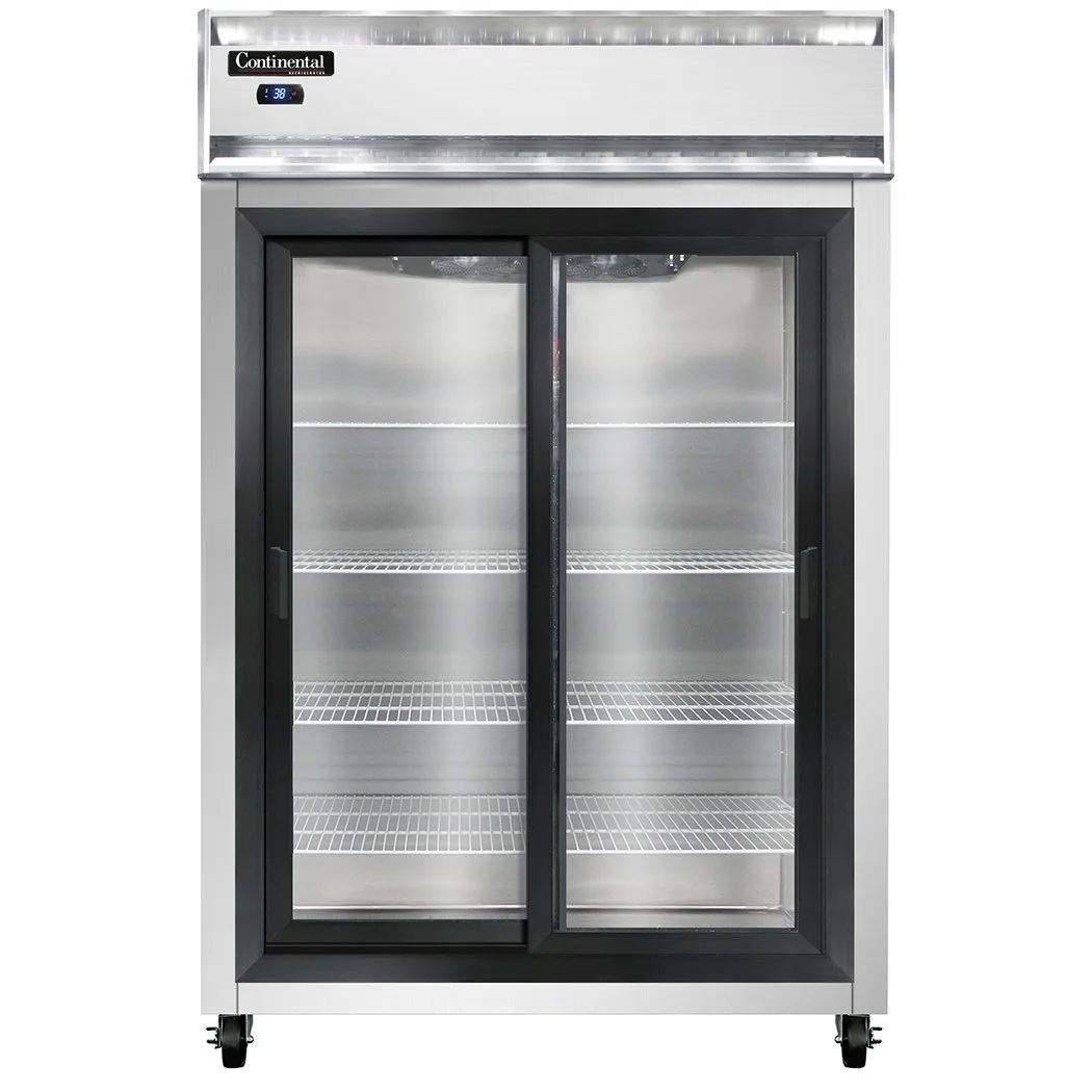 Continental Refrigerator 2RSNSGD 52" 2-Section Reach-In Refrigerator w/ 2 Siliding Glass Doors, 32 cu.ft.