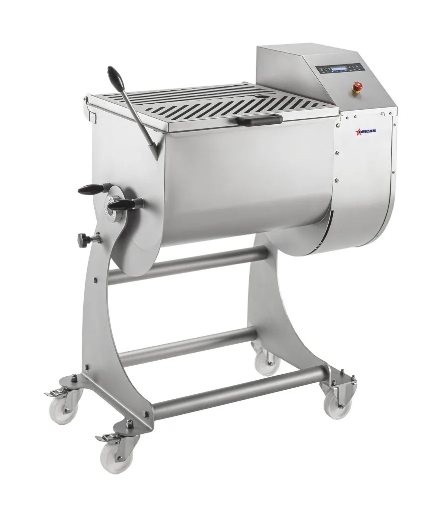 Omcan USA 48058 MM-IT-0180-ETL Commercial Meat Mixer, 397lb Stainless Steel Tilting Tank, 1.5HP 220V 3-Phase Electric, Removable Mixing Arms