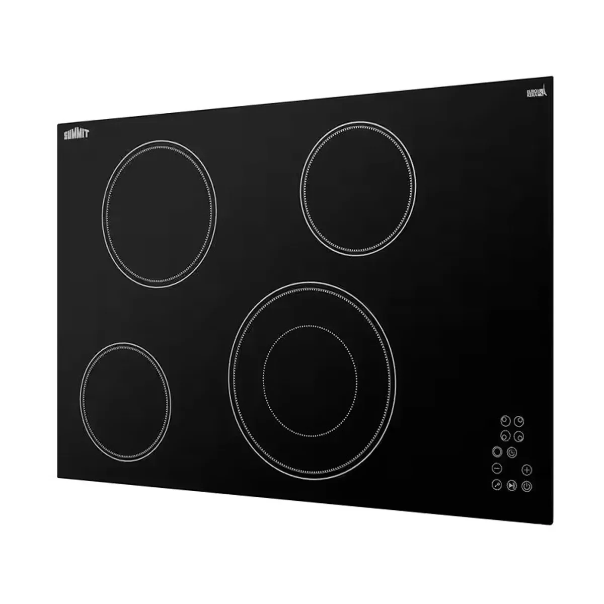 Summit CR4B30T11B 30" Electric Radiant Cooktop w/ (4) Burners, Black Ceramic Glass, Digital Controls, 6.7 kW, 240v