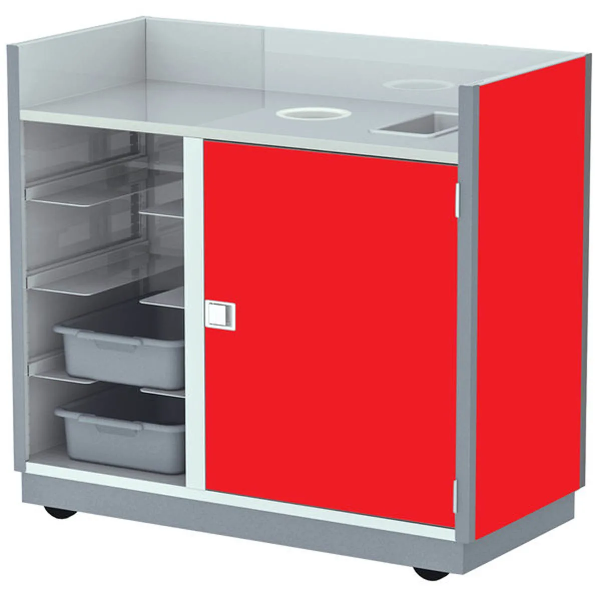 Lakeside 4612 Mobile Bussing Station, 49"W x 28"D x 46.25"H, Stainless Steel & Laminate Finish
