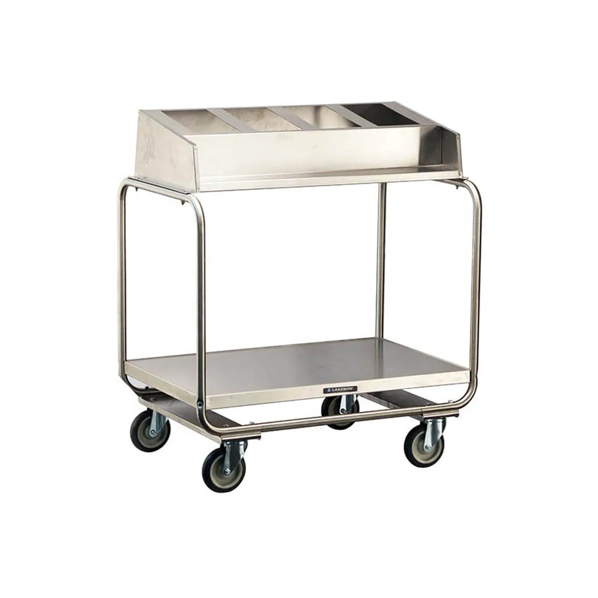 Lakeside 214 Tray & Silver Cart w/ Stainless Steel Angle Frame, (4) 1/3 Size Pans