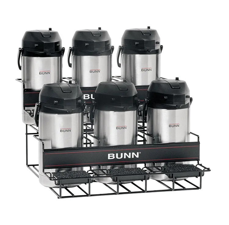 BUNN 35728.0005 Universal Airpot Rack, Holds 6 Airpots, Lower/Upper Racks, Tray, Carbon‑Steel