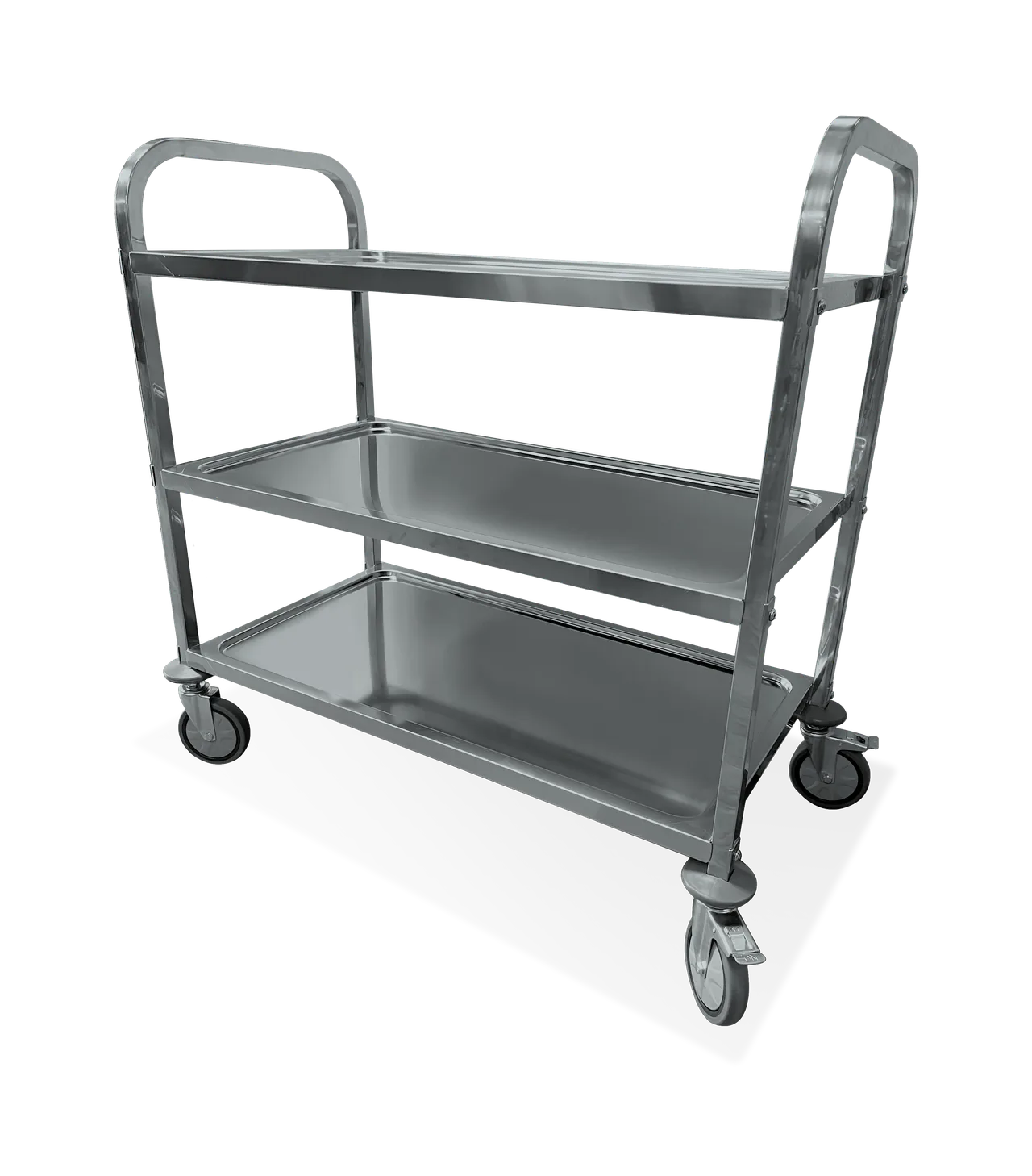 Steel Works SWUCL3-2037HD-SQ Stainless Steel 3-Shelf Utility / Bus Cart w/ 200 lbs. Capacity