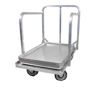 John Boos D1927-SP-H-X Aluminum Bun Pan Truck/Dolly with Push Handle, 1 Stack, 18x26 or 18x13 Pans, 5 Swivel Casters