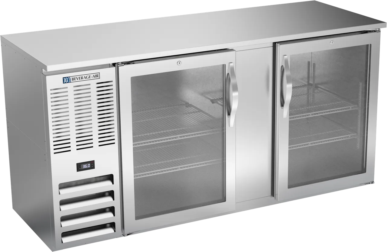 Beverage Air BBN68HC-G-S Bar Cooler 68" W x 26-3/8" D x 34" H 18.24 Cu Ft Doors R290 1/3 HP 115V