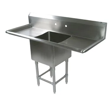 John Boos 41PB184-2D18 57" One Compartment Sink, 18"W x 18"L Bowl With 2 Drainboards
