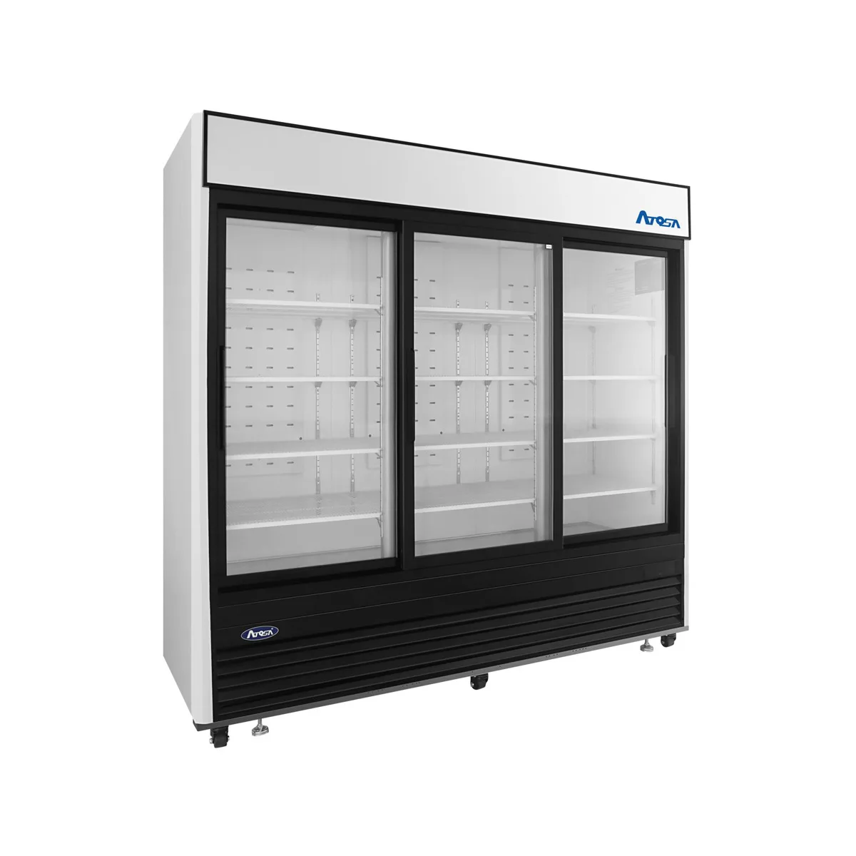 Atosa USA MCF8729GR - 3‑Section Glass Door Merchandiser, 68 cu ft, Black