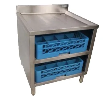 John Boos UBGR-2124 24" Underbar Glass Rack Storage Unit w/ Drainboard Top, Open Front Base