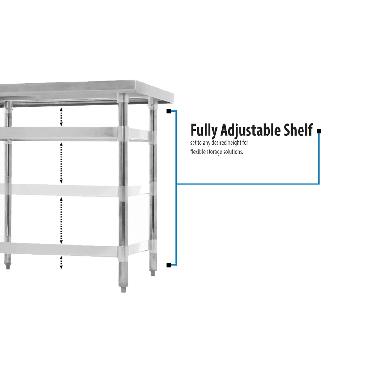BK Resources CVTR5-2424 24" Open Base Work Table, Stainless Steel Base / 5" Backsplash