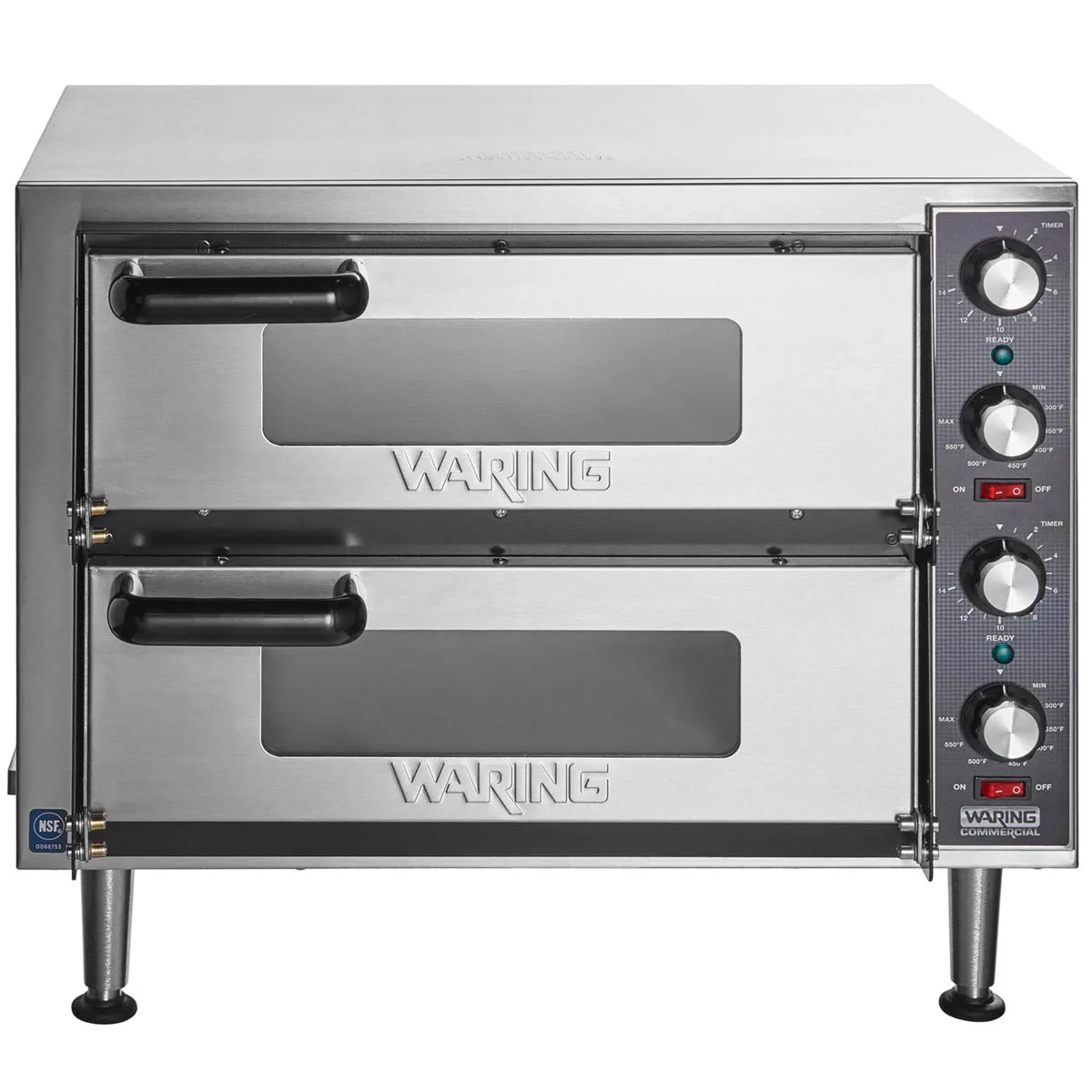 Waring WPO350 25" Electric Countertop Pizza Bake Oven w/ Double Deck, 2 Glass Doors
