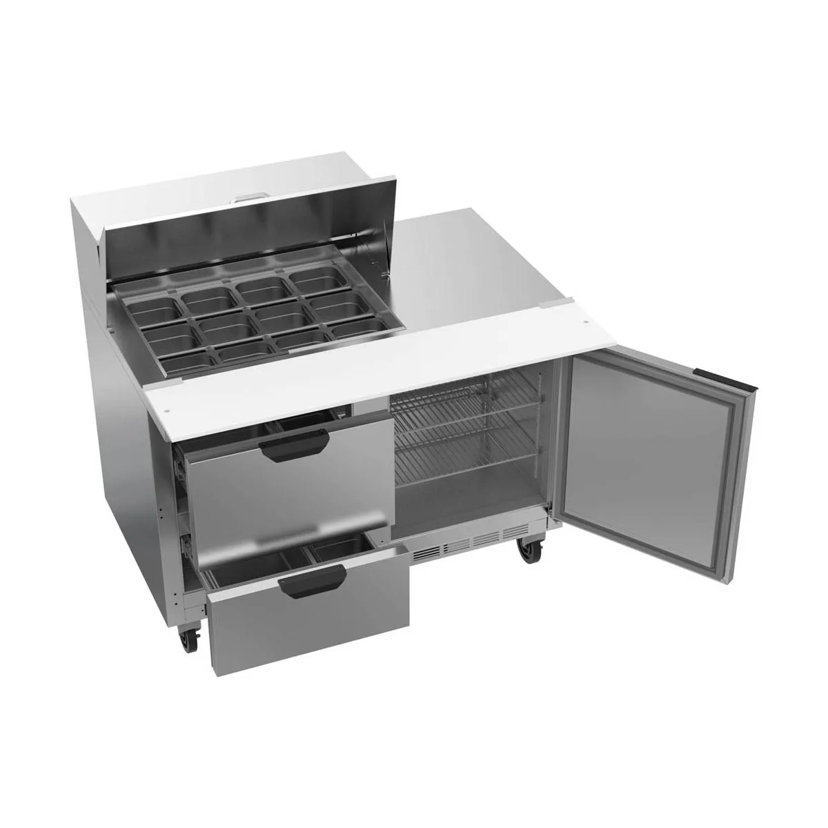 Beverage Air SPED48HC-12M-2 48" Mega Top Sandwich/Salad Prep Table w/ 2 Drawers & 1 Door, 12 Pans