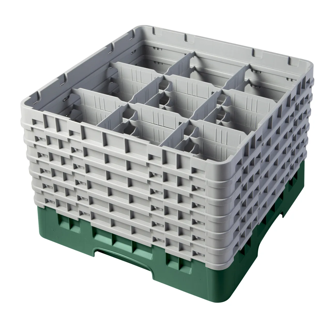 Cambro 9S1114119 Camrack Glass Rack, Full Size, Sherwood Green, 9 Compartments, 19-3/4 x 19-3/4 x 13-3/4, HACCP Compliant, NSF Certified