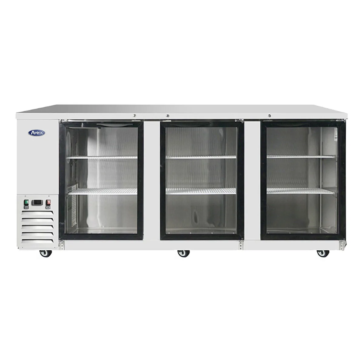Atosa USA MBB90GGR 89" Three Section Back Bar Cooler with Glass Door, 30.1 cu. ft.