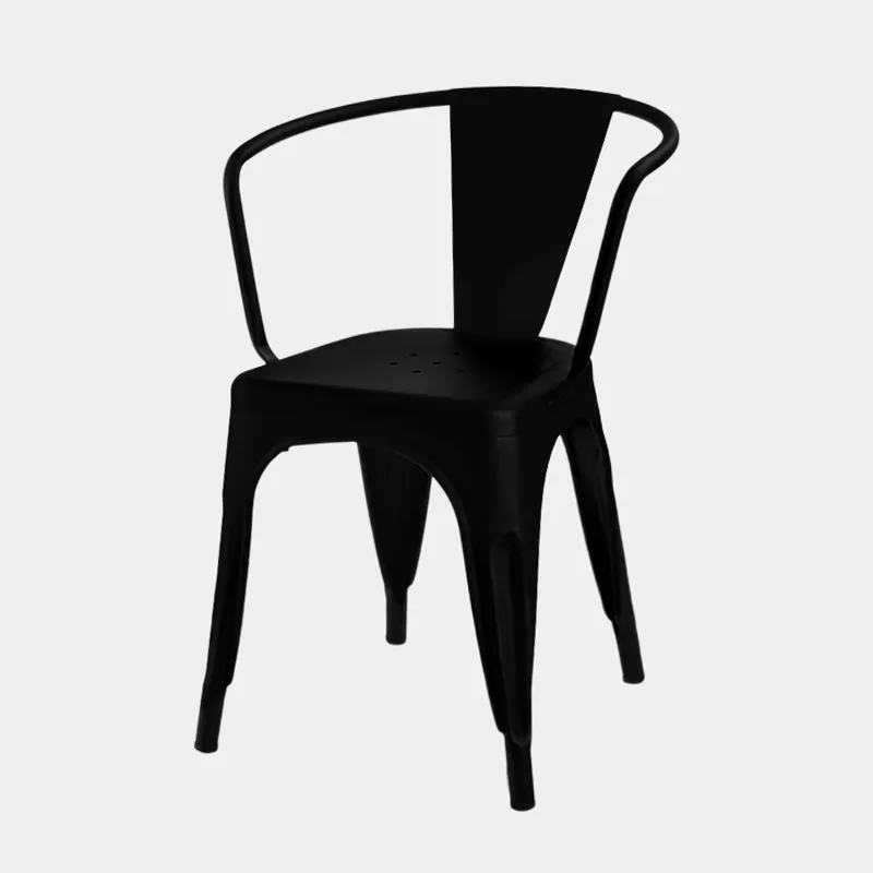 Klinger's Trading C800-BLACK Stackable Metal Chair, Black, Lightweight, Drainage Holes