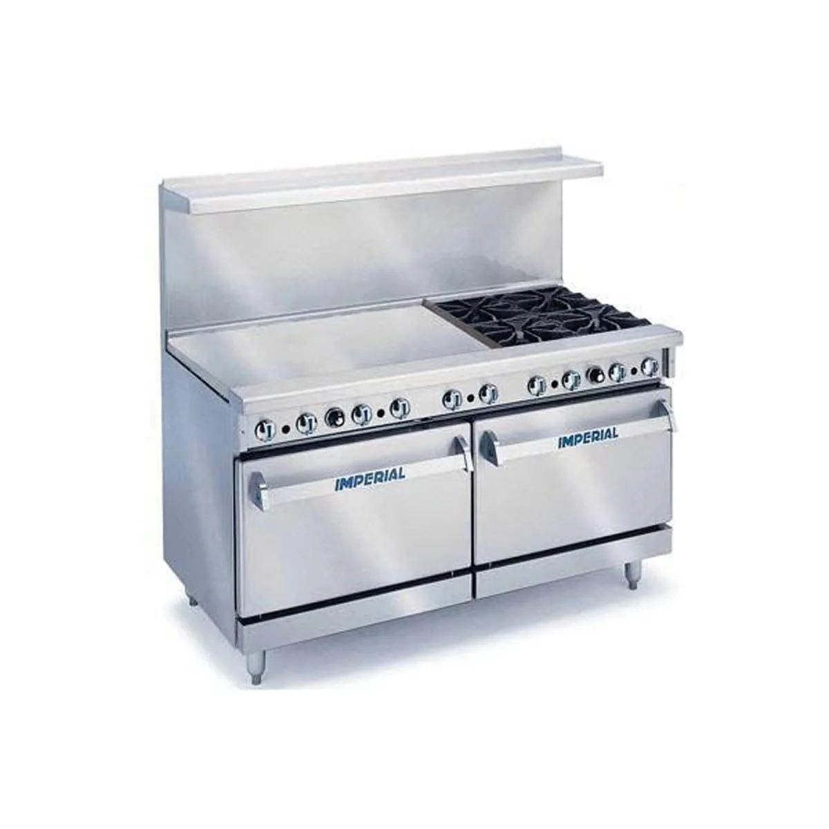 Imperial IR-4-RG36-C 60" Gas Restaurant Range w/ (4) Open Burners, 36" Raised Griddle/Broiler, (1) Standard Oven, (1) Convection Oven, 253.000 BTU