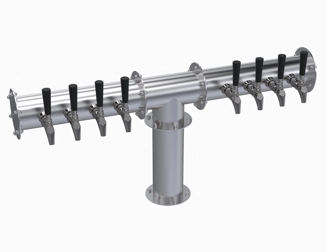 Krowne KPTH-8S Tap Tower - 8 Tap, 37-3/4" OA Length, Glycol-Cooled, Stainless Steel Finish