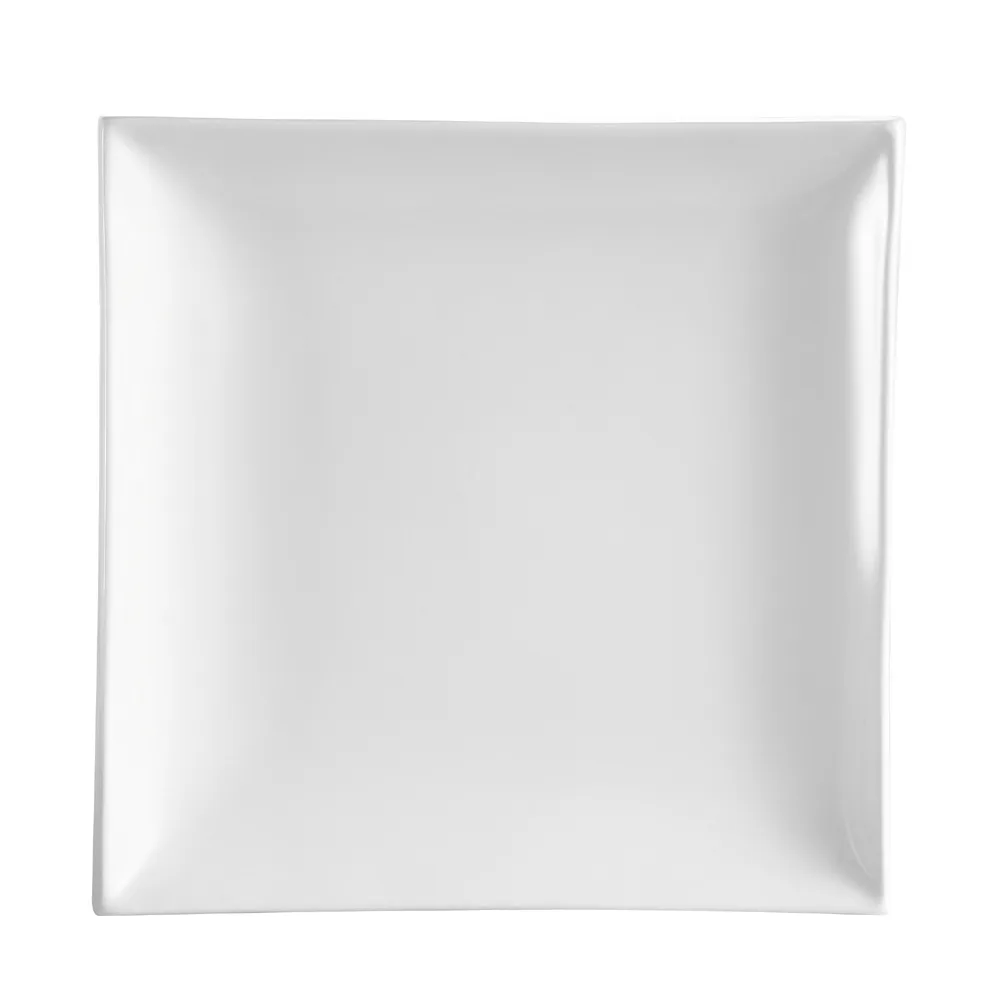 CAC China TOK-16 Tokyia Plate 10"x10"x1-3/4" Square Porcelain White Dishwasher/Oven/MW Safe-1 Dozen