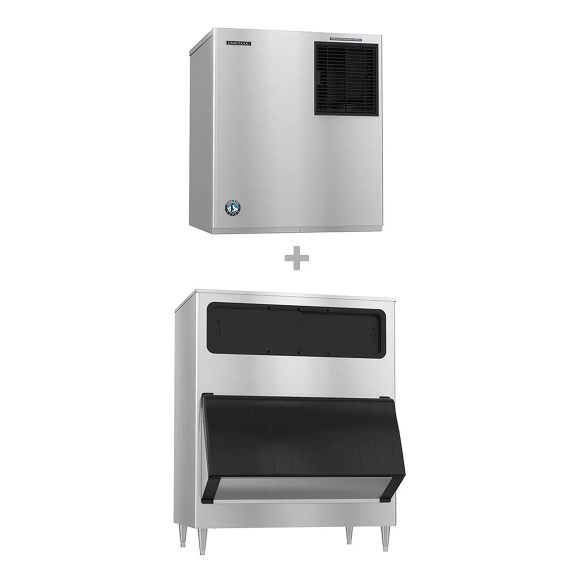 Hoshizaki F-2001MWJ/B-1300SS Water Cooled Flake 2043 lb Ice Machine with Bin, 1304 lb Storage