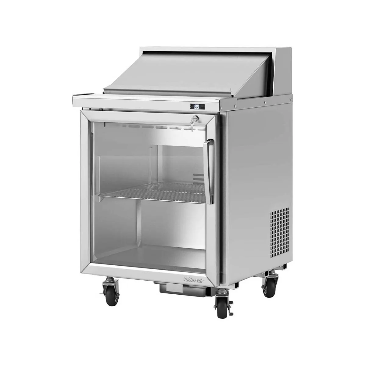 Turbo Air PST-28-G-N(-L) 27" One Section Sandwich / Salad Prep Table w/ 1 Glass Door, 8 Pans