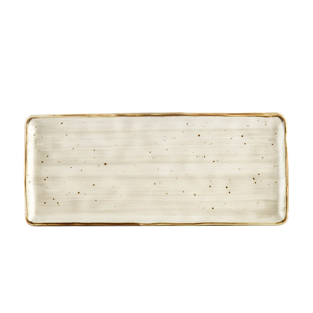 CAC China TUS-RT13-BGE Tucson Platter 12" L x 5-1/8" W x 1/2" H Rect Porc. Beige Curved Edge - Dozen
