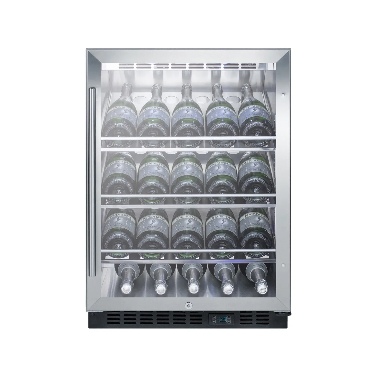 Summit SCR610BLCHCSS 24" Glass Door Wine Refrigerator, Single Temperature, 20 Bottles