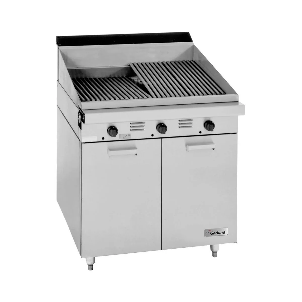 Garland US Range MST34B 34" Gas Heavy Duty Range w/ 34" Briquette Charbroiler, (1) Cabinet Base, 90.000 BTU