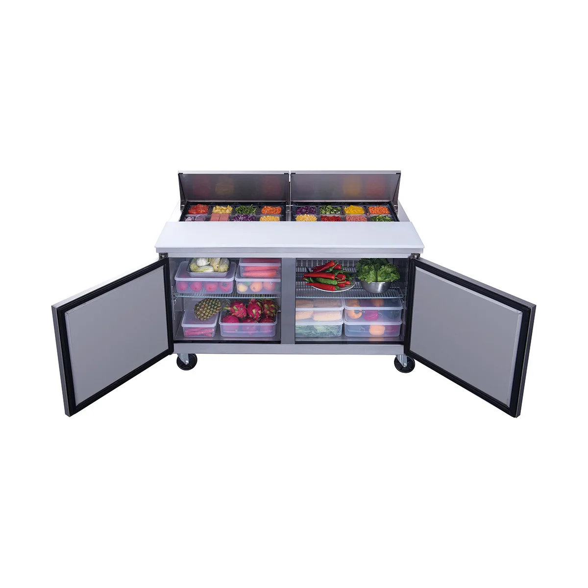 Dukers Appliance Co DSP60-16-S2 60" Sandwich/Salad Prep Table w/ 2 Doors, 16 Pans
