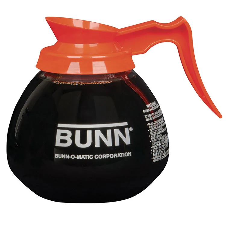 BUNN 42401.0101 64 Oz. (2 Qt) Clear Glass Coffee Decanter with Orange Handle