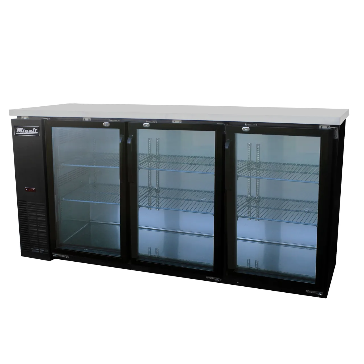 Migali C-BB72G-HC 72" Three Section Back Bar Cooler with Glass Door, 19.6 cu. ft.