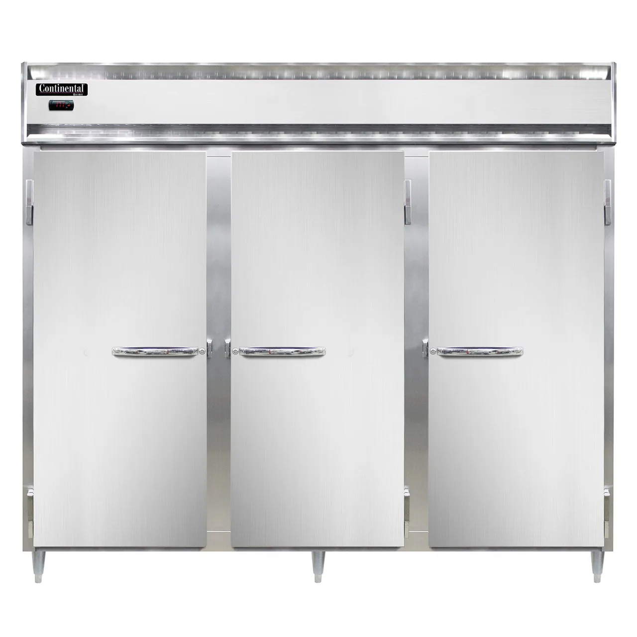 Continental Refrigerator DL3WE-SS 3-Section Reach-In Heated Cabinet, 75 cu ft, Stainless Steel Finish, Solid Doors, Standard Depth