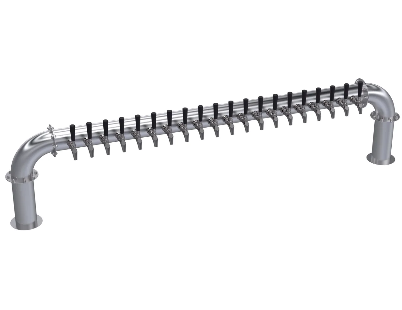 Krowne KPTP-20S Pipe Tower, 81" OA Length, Stainless Steel Finish, 2‑Column, 20‑Tap Glycol‑Cooled