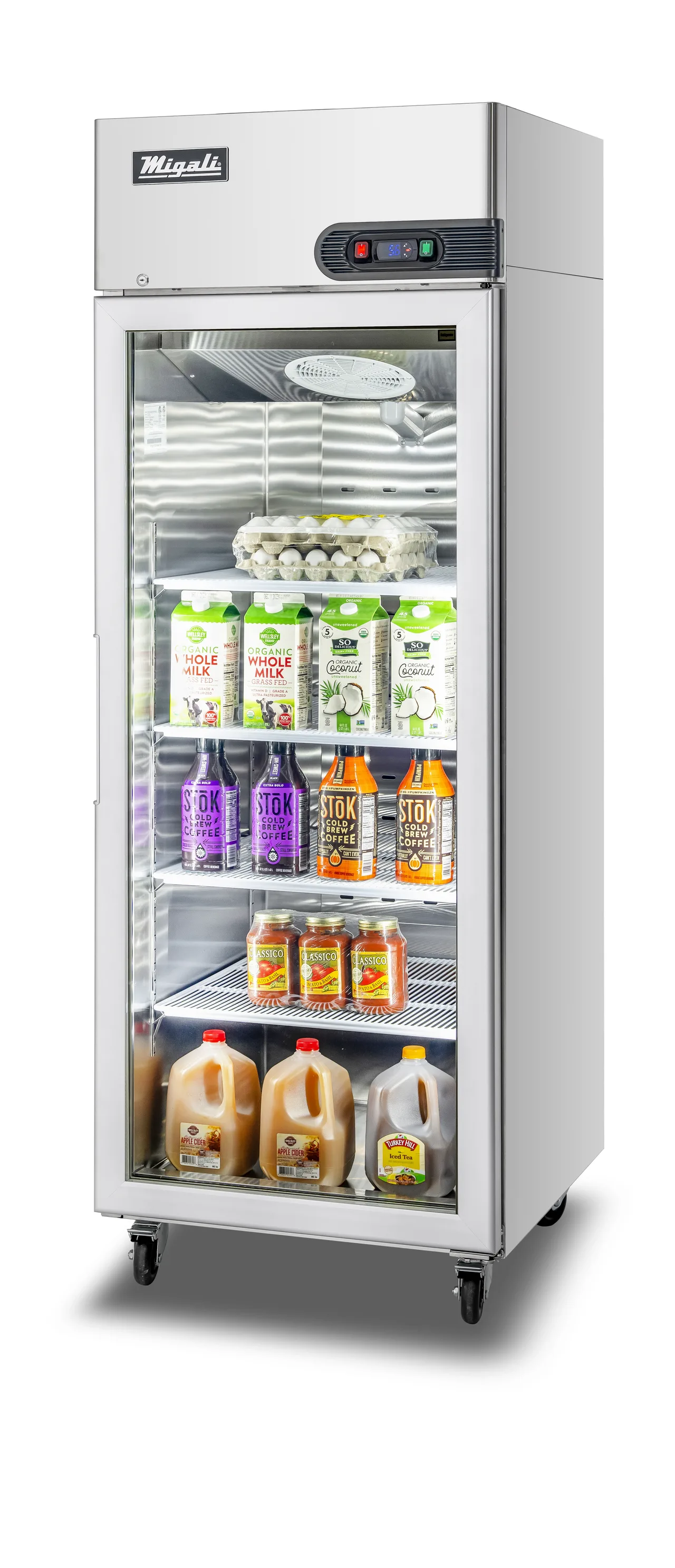 Migali C-1RG-HC 28.8" 1-Glass Door Reach-In Refrigerator, 21.4 cu. ft., Top Mounted, Stainless Steel, 1/7 HP