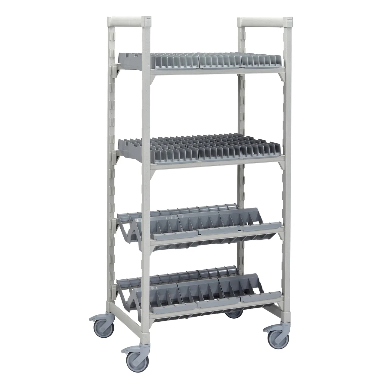 Cambro CPMU243675D4PKG 36" x 24" 75" Camshelving® Mobile Drying/Storage Rack w/ Plastic, 4 Tiers