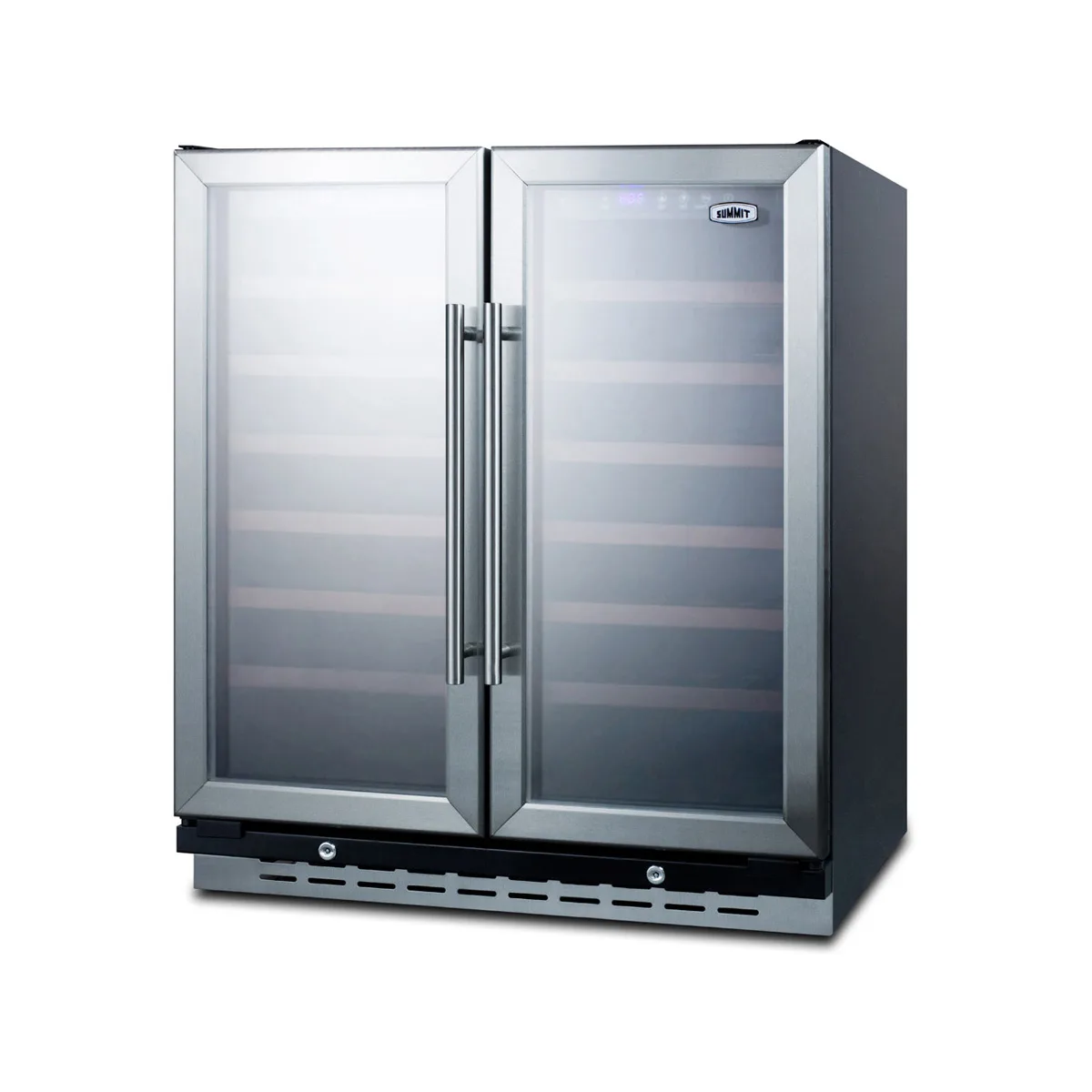Summit SWC3066B 30" Glass Door Wine Refrigerator, Dual Temperature, 66 Bottles