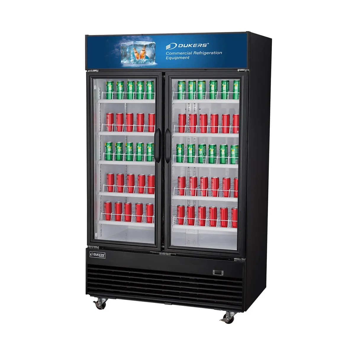 Dukers Appliance Co DSM-48R 54" Two Glass Door Merchandiser Refrigerator in Black, 48.7 cu. ft.