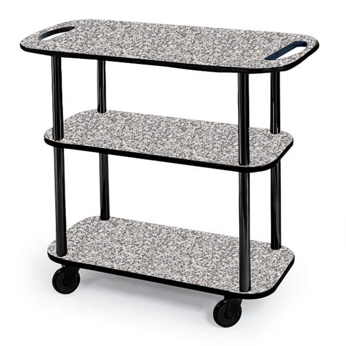 Lakeside 36104 Rectangular Serving Cart with 3-Shelf, Handle Cut-Outs on Top Shelf